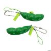 Edamame pea pod fidget keychains, green with beads to push