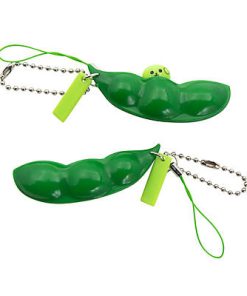 Edamame pea pod fidget keychains, green with beads to push