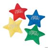 Plush star toys reading "You're a Star!" in red, blue, yellow, and green