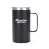Black insulated mug with handle and clear lid featuring “Libraries Are Life!!!” text on the front.