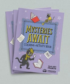 Follow the clues, solve the puzzles, and see where your curiosity takes you! Created for the 2027 “Mysteries Await at Your Library” theme, this 16-page coloring and activity book is packed with clever things to discover, featuring characters based on Laurie Conley’s artwork. Kids will find familiar favorites like word searches and spot-the-difference alongside jokes, secret clues, creative challenges, and unexpected activities that invite them to think, investigate, and use their imaginations. A built-in Activity Log keeps the fun going with theme-inspired activities kids can complete throughout the summer. Age Range: Especially well suited for ages 8–12 Pack Size: 12 copies per bundle Great For: Summer reading programs, take-home activities, prizes, and reading incentives Created by Your Very Favorite for curious kids who like a little mystery, a little humor, and plenty to figure out.