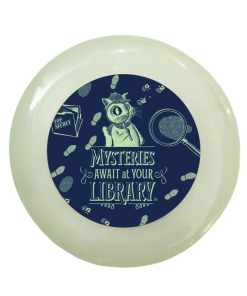 image of a round disk with inspector whiskers cat detective at the center.
