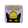 Square lavender magnet featuring Inspector Whiskers, a black cat peeking up in a yellow detective hat, with the words “Mysteries Await at Your Library” above.