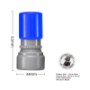 Blue and gray self-inking rubber stamp featuring a circular “Mysteries Await at Your Library” design with Inspector Whiskers looking through a magnifying glass.