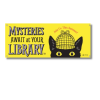 Image of a vinyl banner with our black cat detective in a deerstalker hat with the slogan next to it.
